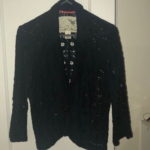 Anthropologie navy light weight short jacket.